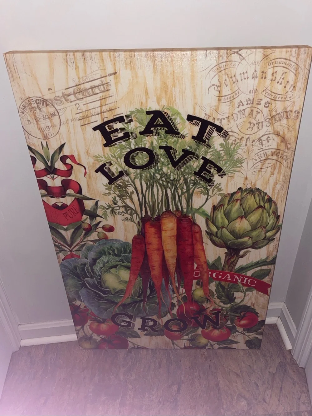 Organic Vegetable Wall Art - Rustic Orange & Green
